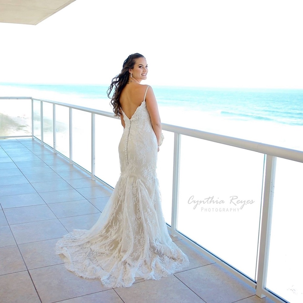Boho Lace Mermaid Bridal Gown in Champagne